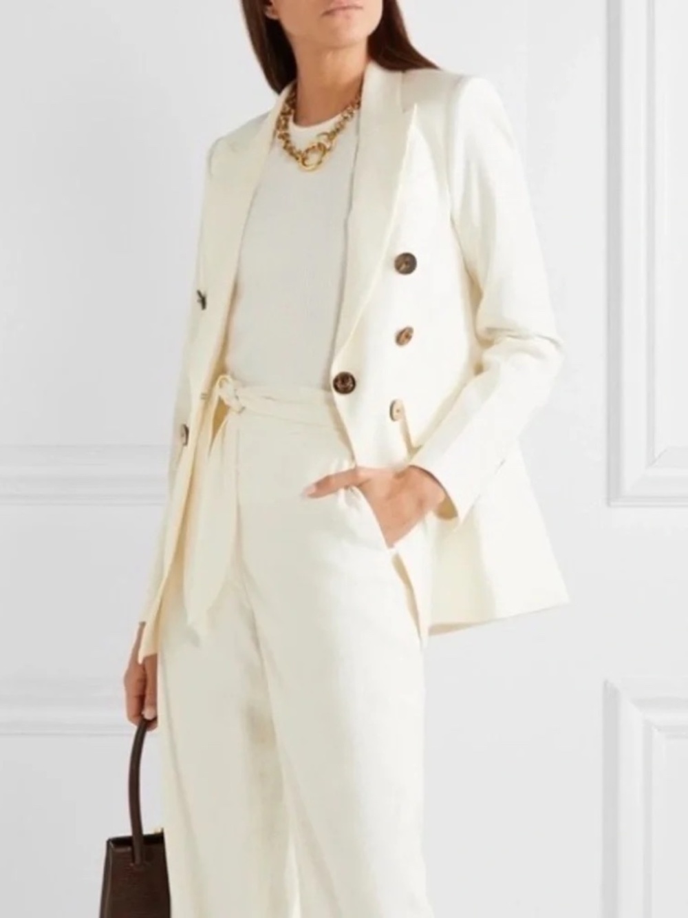 Veronica Beard Gaya Dickey Linen Blend Ivory Blazer
